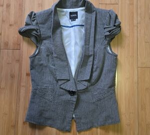 XOXO Women's Black and White Pinstripe Blazer